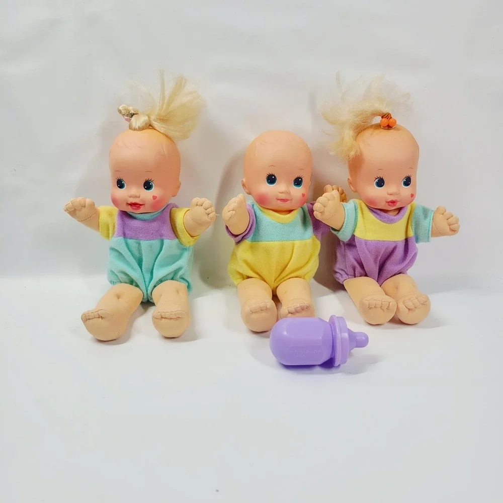 Vintage 1992 Magic Nursery Fuss n Giggle Baby Doll Triplets WORKS